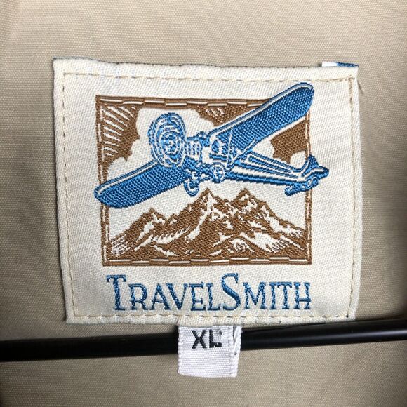 TRAVELSMITH Khaki Safari Cargo Jacket Women's Sz XL Beige Roll Tab Twill Pockets - Picture 4 of 13